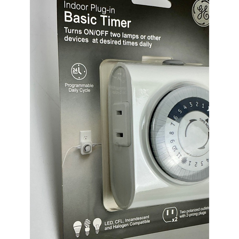 GE UltraPro Indoor Plug-In Basic Timer 2-Pack 2-Outlet 24-Hour Programmable - Picture 5 of 9